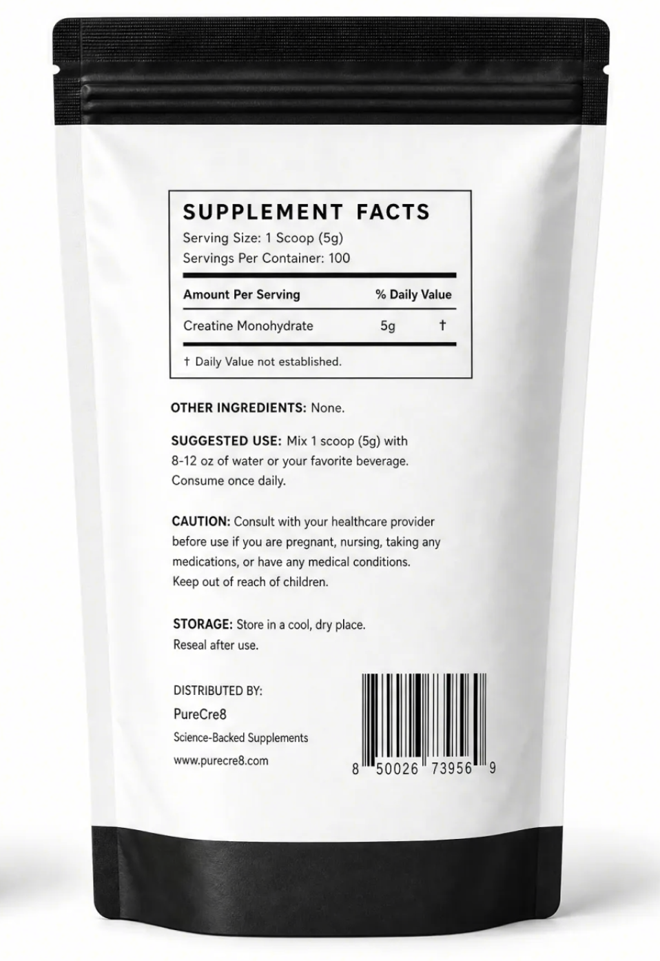 PureCre8 Creatine Monohydrate Pouch