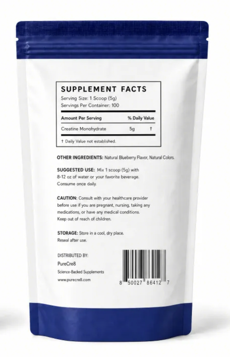 Creatine Monohydrate - Blueberry Pouch